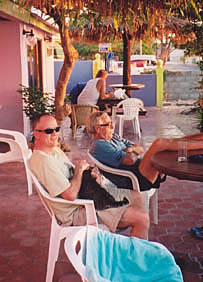Uwe and Bernie at the Dive Inn after a hard day's diving