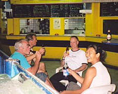 Bernie, Egbert, Uwe and Lene at a burger joint. It takes all...