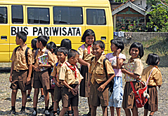 Cub scouts waiting for the bus