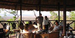 At the restaurant overlooking the savanna