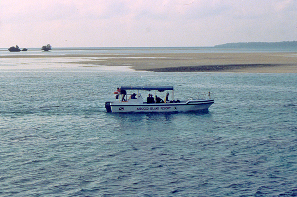 Dive boat at low-tide